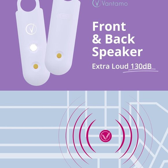 Vantamo Personal Alarm for Women, Extra Loud Double Speakers, Light Rose - Picture 4 of 7